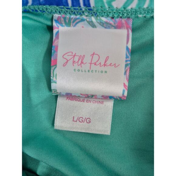 Stella Parker Collection 2 pc Tankini Blue/Green Shell Pattern Sz L - Picture 4 of 7